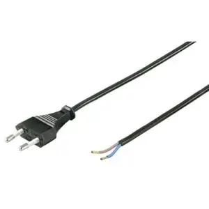 CAVO CON SPINA ITALIANA BIPOLARE 2X0.75 NERO 10A - 5MT - PER CFL E ASPIRATORI 