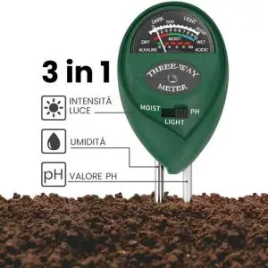Misuratore Tester del  pH / Umidità / Lumens per Terreno