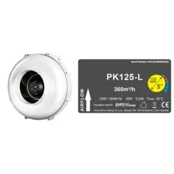 PRIMA KLIMA - ESTRATTORE CABLATO PK125-L - Ø125 - UNA VELOCITÀ - 360 MC/H 