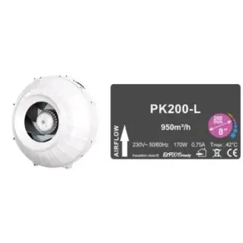 PRIMA KLIMA - ESTRATTORE CABLATO PK200-L - Ø200 - UNA VELOCITÀ - 950 MC/H 