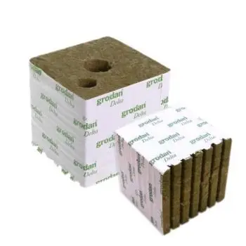 GRODAN - CUBETTO LANA DI ROCCIA 15X15X15 CM CON FORO Ø 4 CM