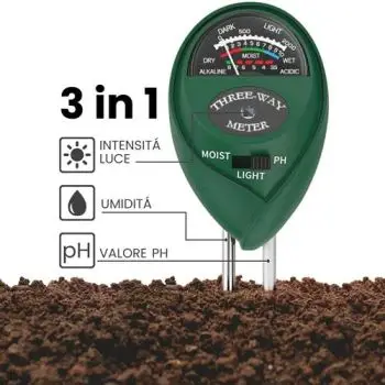 Misuratore Tester del  pH / Umidità / Lumens per Terreno