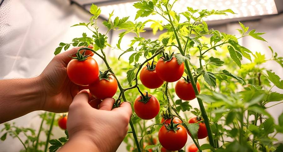 raccolta pomodori coltivati in casa